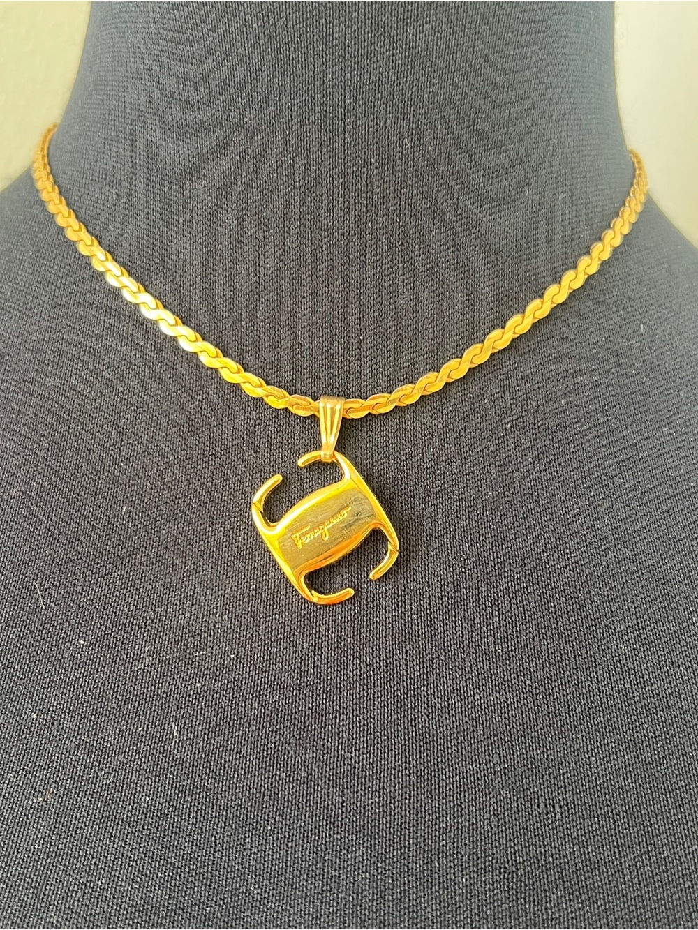 Vintage Ferragamo authentic logo charm necklace